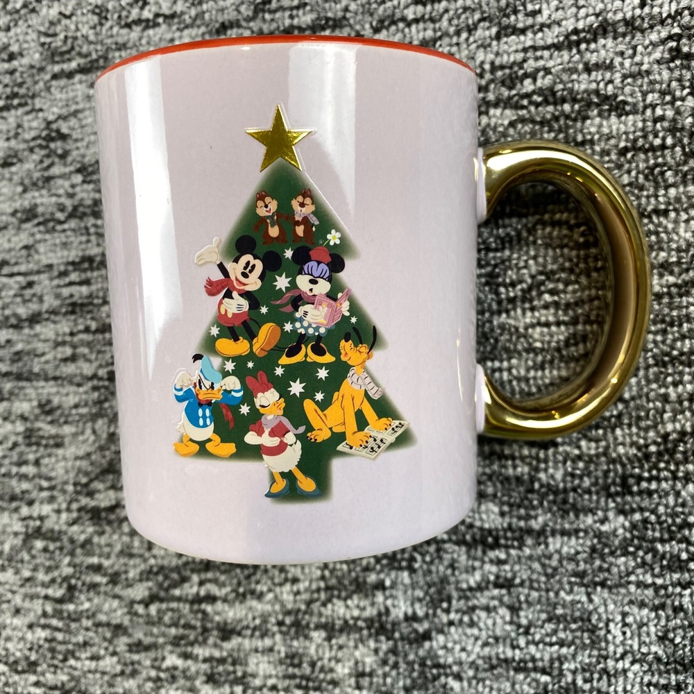 Disney Mickey Mouse Friends Christmas Tree Mug 16 Oz Gold Handle CultureFly 2025